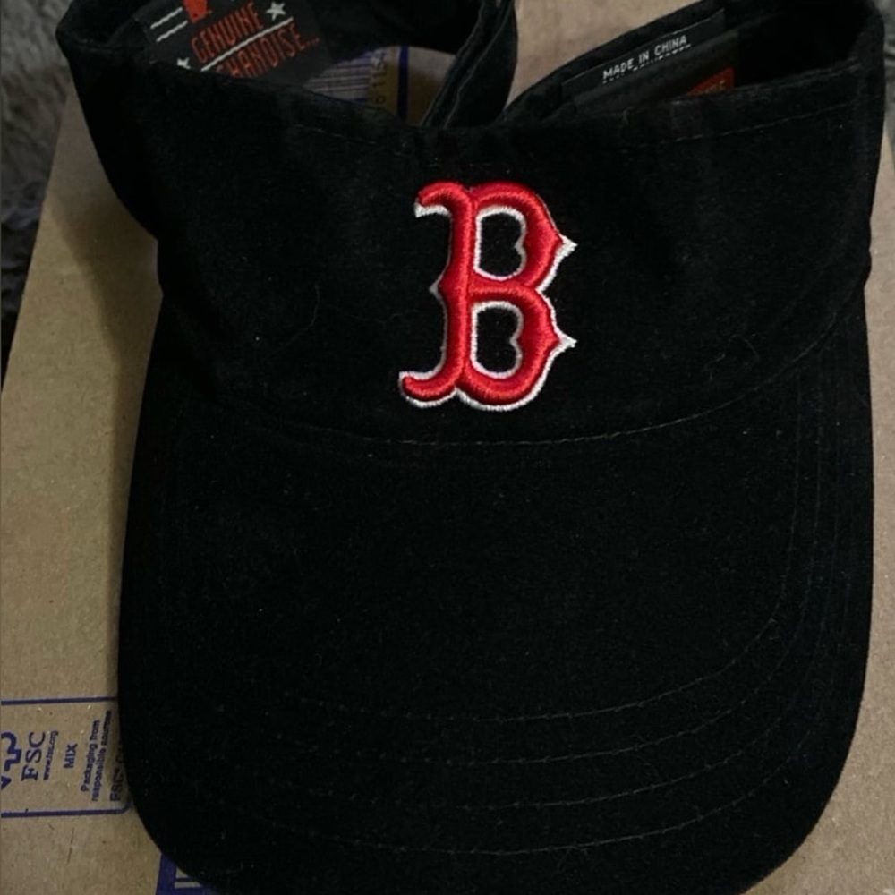 Genuine Merchandise Black Visor Cap with Red Embroidery